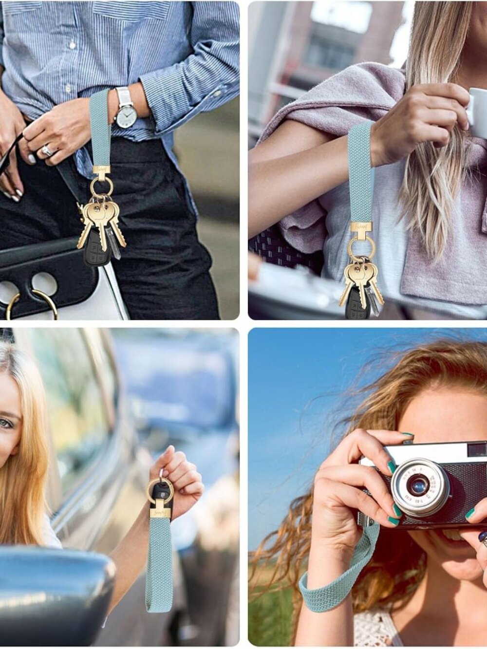 Stretchy Wristlet Keychain, Cute Key Chain, Woven Wrist Lanyard for Car Keys wit - Picture 7 of 8